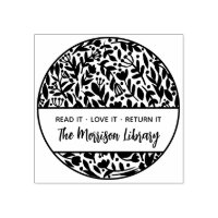 Fett Floral Botanic Round Library Name Buchzeichen