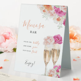 Fett floral Mimosa Bar Brautparty Tafelzeichen Tischaufsteller