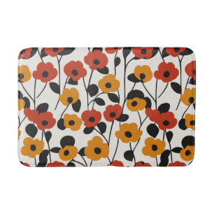 Fett Floral Muster rot, orange und schwarz Badematte