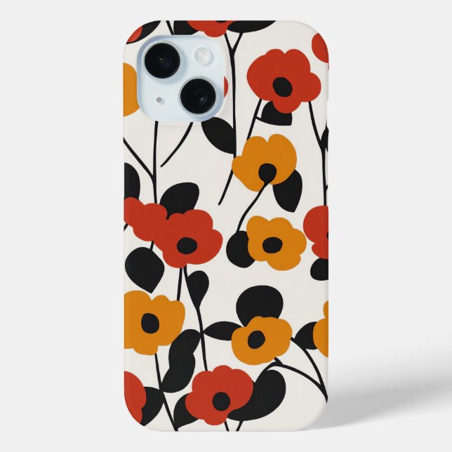 Fett Floral Muster rot, orange und schwarz Case-Mate iPhone Hülle (Rückseite)