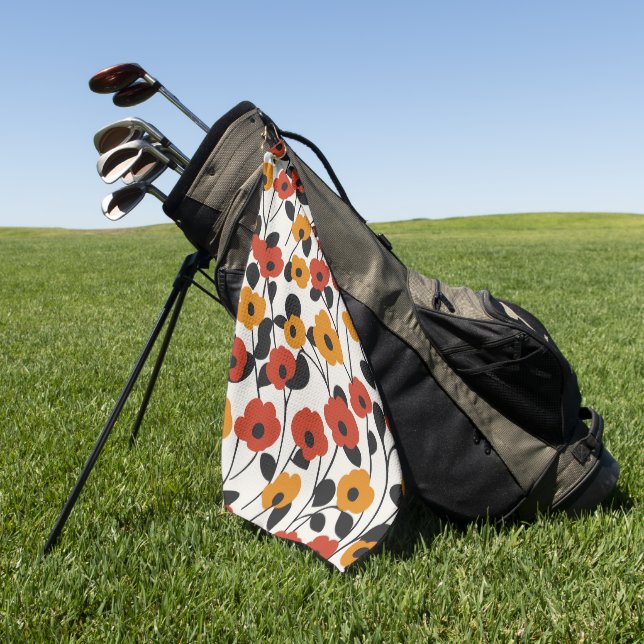 Fett Floral Muster rot, orange und schwarz Golfhandtuch (Gras)