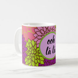 Fett Floral Ooh la la la la / Monogramm Pink Lila  Kaffeetasse