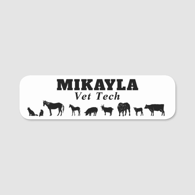 Fett formatierter Text für große und kleine Tiere Namensschild (Vorderseite)