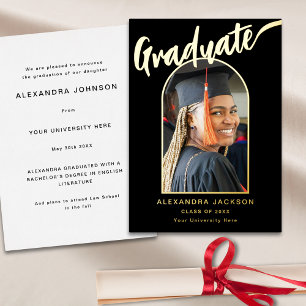 Fett Ged Grad Foto Elegante Schrift Gold Folieneinladung