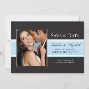 Fett gedruckte Babyblau gestreifte "Save the Date" Einladung