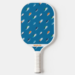 Fett gedruckte Blitze auf blau Pickleball Schläger