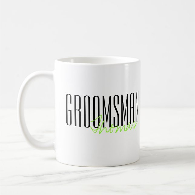Fett gedruckte Buchstaben "Trauzeuge" Custom Weddi Kaffeetasse (Links)