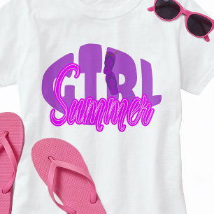 Fett gedruckte lila Schriftzug Strand Sommerkleidu T-Shirt