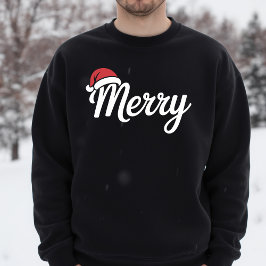 Fett Gedruckte Schwarze Frohe Weihnachten Santa Mü T-Shirt