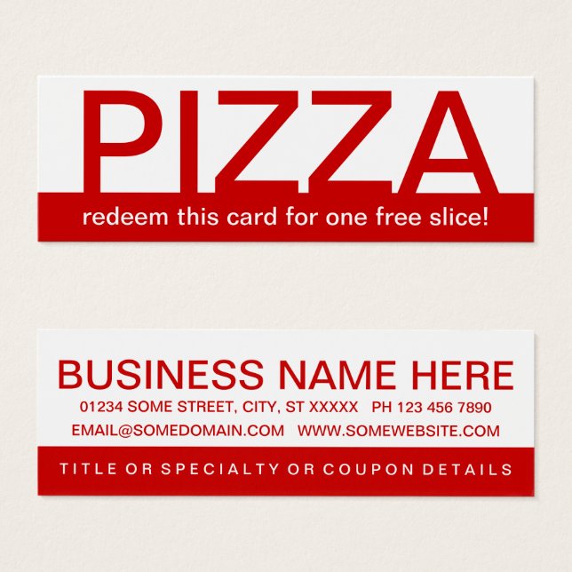 fett gedruckter PIZZA-Gutschein (Vorne & Hinten)