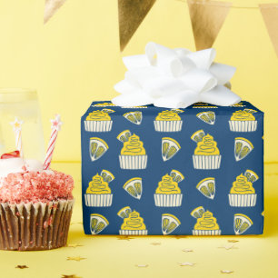 Fett gedrucktes Lemon-Cupcake-Muster-Wrap-Roll Geschenkpapier