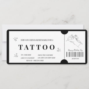 Fett gedrucktes minimalistisches Tattoo-Gutschein- Einladung