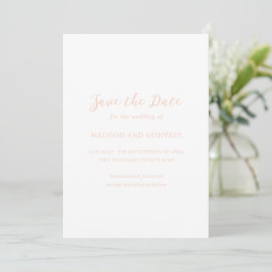 Fett gedrucktes Skript Pfirsich Elegante Hochzeit Save The Date