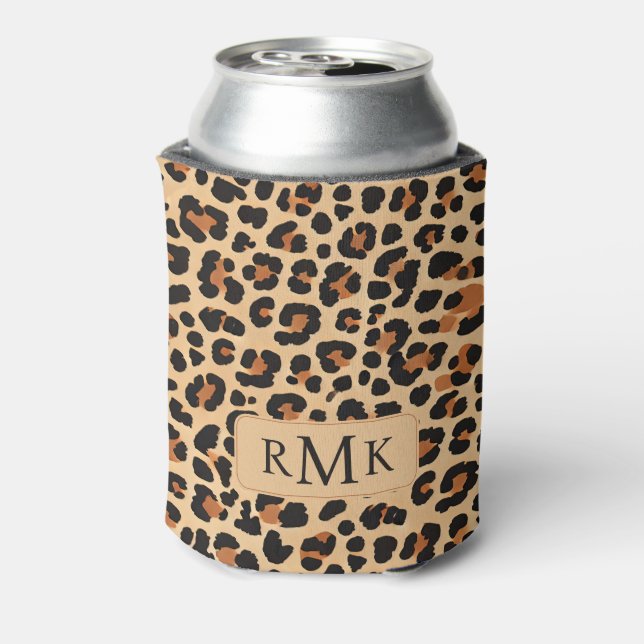 Fett gefaltes Leopard drucken Custom 3 Letter Mono Dosenkühler (Kanne Rückseite)