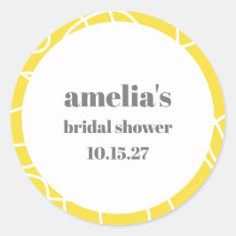 Fett Gelbe Abstrakte Linie Art Custom Brautparty Runder Aufkleber