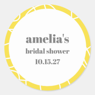 Fett Gelbe Abstrakte Linie Art Custom Brautparty Runder Aufkleber