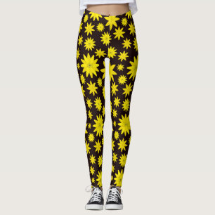 Fett-gelber Blumenbrand Leggings