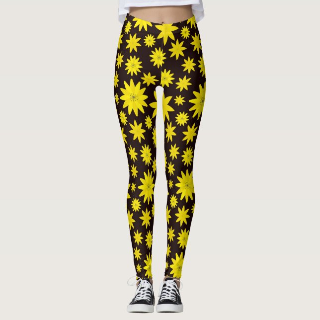 Fett-gelber Blumenbrand Leggings (Vorderseite)