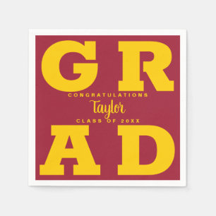 Fett   Gelbes Gold auf Crimson Red Abschluss Serviette