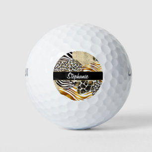 Fett gemischte Tierdrucke mit Goldakzenten-Namen Golfball