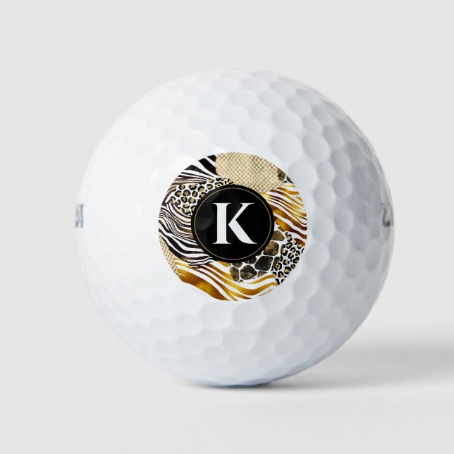 Fett gemischte Tierdrucke mit Goldakzenten-Namen Golfball (Vorderseite)