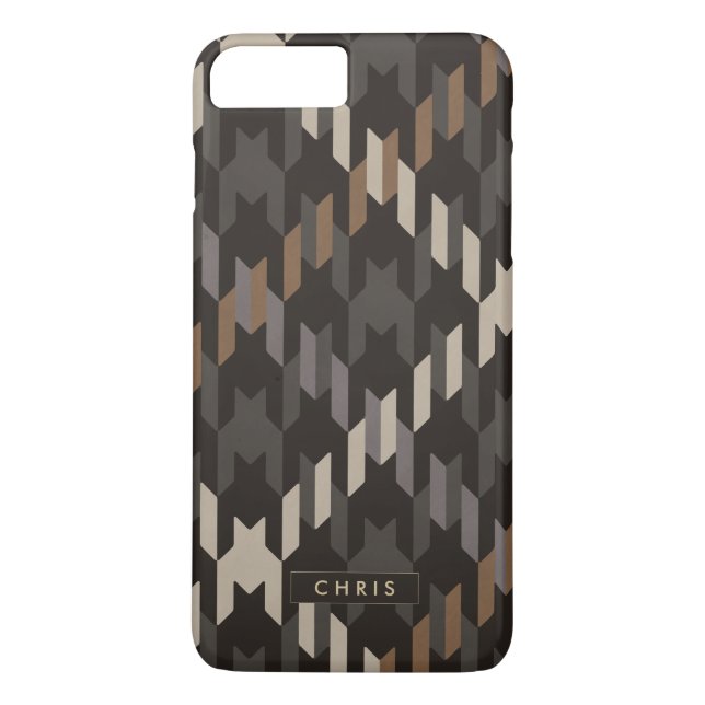 Fett gemustertes Houndstooth-Karo-Monogramm Case-Mate iPhone Hülle (Rückseite)
