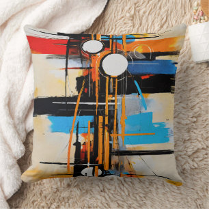 Fett Geometrisch Orange Blau Abstrakt Modernistisc Kissen