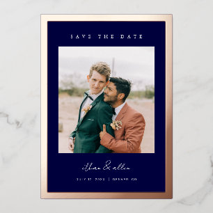 Fett gerahmte Folien-Save-the-Date-Minimal-Fotokar Folieneinladung