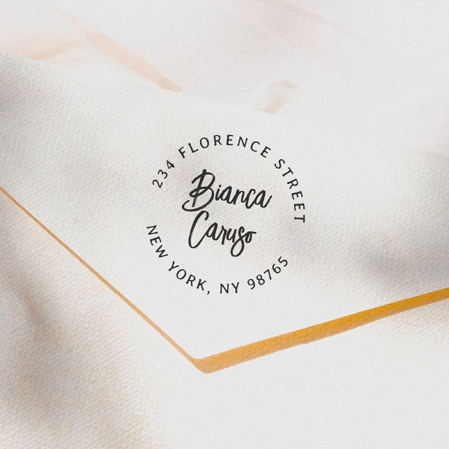 Fett geschriebene Lettering-Name runde Rücksendead Gummistempel (Von Creator hochgeladen)