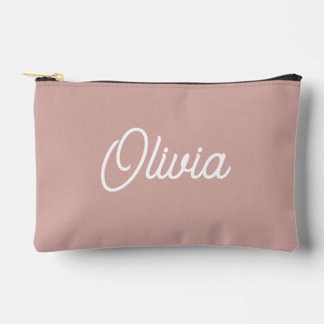 Fett geschriebenes Monogramm, modernes Rosa Zubehörtasche (Vorderseite)