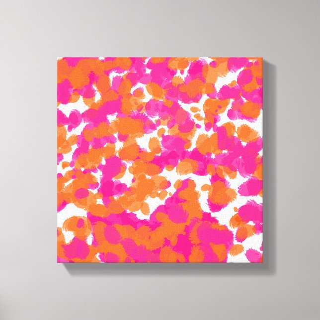 Fett Girl Hot Pink Fuchsia Orange Paint Splashes Leinwanddruck (Vorderseite)