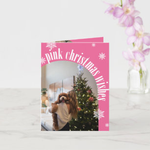 Fett Glitzer Rosa Weihnachtswünsche Foto geklappt Karte
