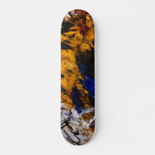 Fett Gold Navy Grunge Abstract Skateboard