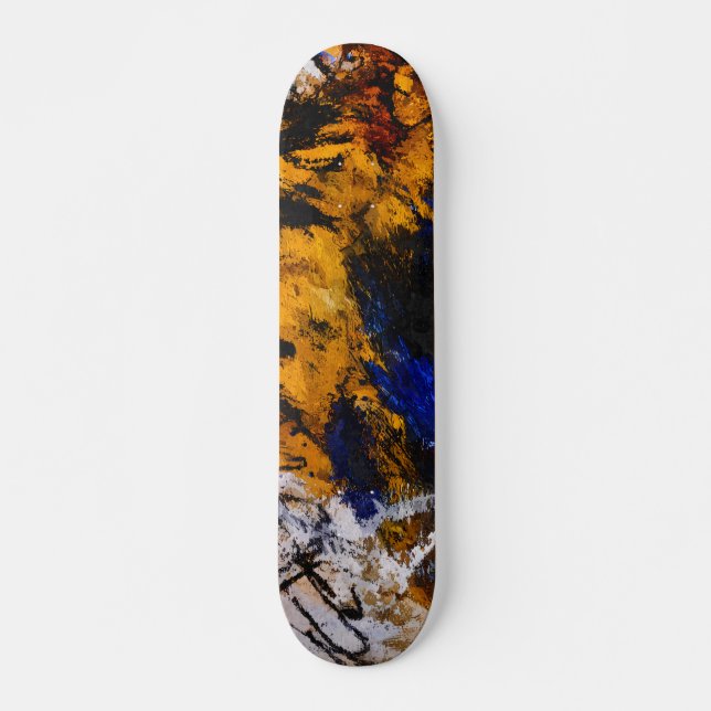 Fett Gold Navy Grunge Abstract Skateboard (Vorne)