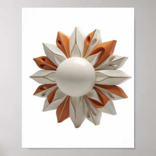 Fett Gold ORANGE UND WEISSE BLUME Zitat Design Poster