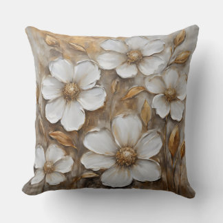 Fett Gold Weiße Farbe Floral Kissen