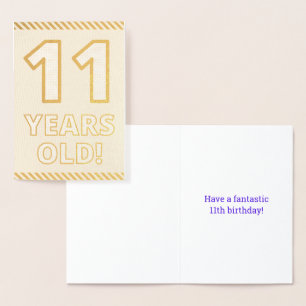 Fett, Goldfoil "11 JAHRE ALT!" Geburtskarte Folienkarte