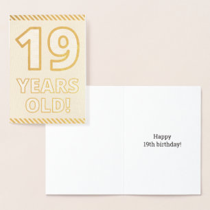 Fett, Goldfoil "19 JAHRE ALT!" Geburtskarte Folienkarte