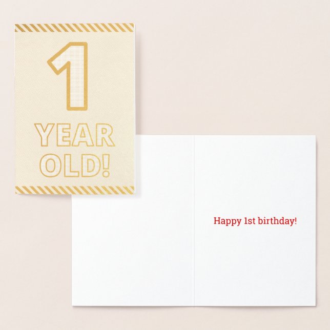 Fett, Goldfoil "1 JAHR ALT!" Geburtskarte Folienkarte (Anzeige)