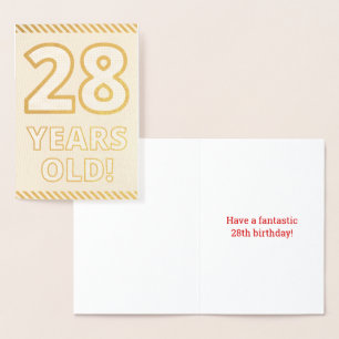 Fett, Goldfoil "28 JAHRE ALT!" Geburtskarte Folienkarte