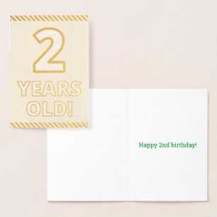 Fett, Goldfoil "2 JAHRE ALT!" Geburtskarte Folienkarte