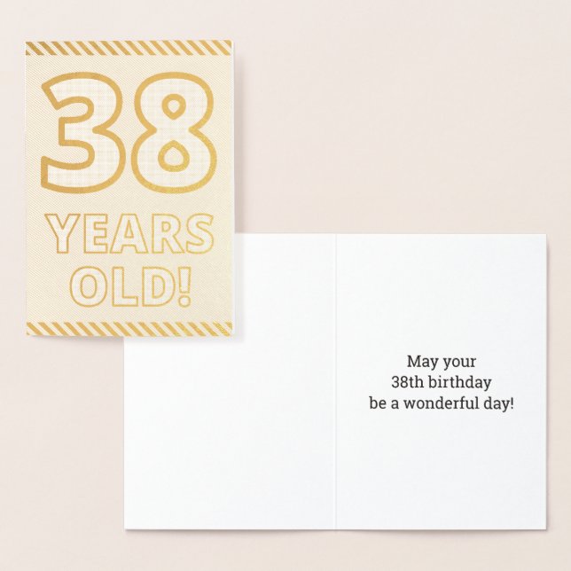 Fett, Goldfoil "38 JAHRE ALT!" Geburtskarte Folienkarte (Anzeige)