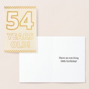 Fett, Goldfoil "54 JAHRE ALT!" Geburtskarte Folienkarte