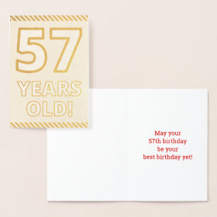 Fett, Goldfoil "57 JAHRE ALT!" Geburtskarte Folienkarte
