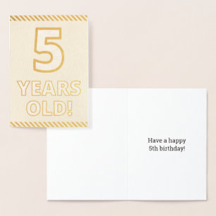 Fett, Goldfoil "5 JAHRE ALT!" Geburtskarte Folienkarte