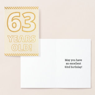 Fett, Goldfoil "63 JAHRE ALT!" Geburtskarte Folienkarte
