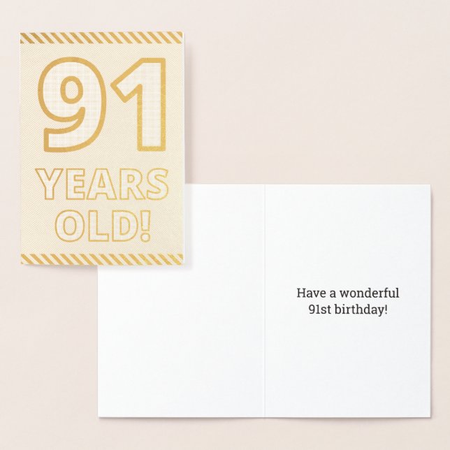 Fett, Goldfoil "91 JAHRE ALT!" Geburtskarte Folienkarte (Anzeige)