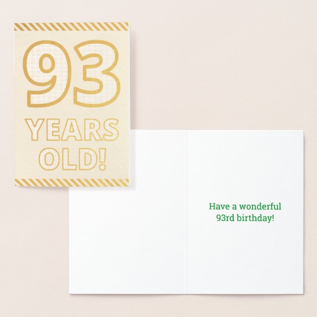 Fett, Goldfoil "93 JAHRE ALT!" Geburtskarte Folienkarte (Anzeige)