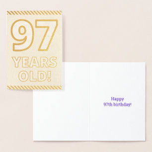 Fett, Goldfoil "97 JAHRE ALT!" Geburtskarte Folienkarte