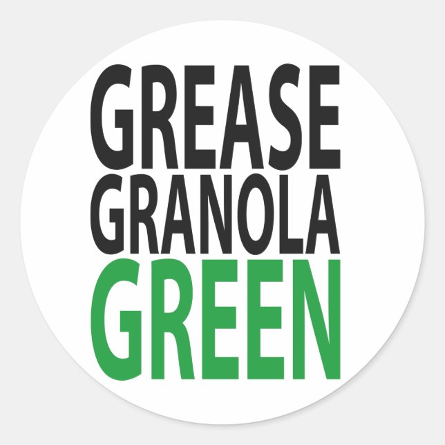 Fett, Granola, GREEN! Runder Aufkleber (Vorderseite)